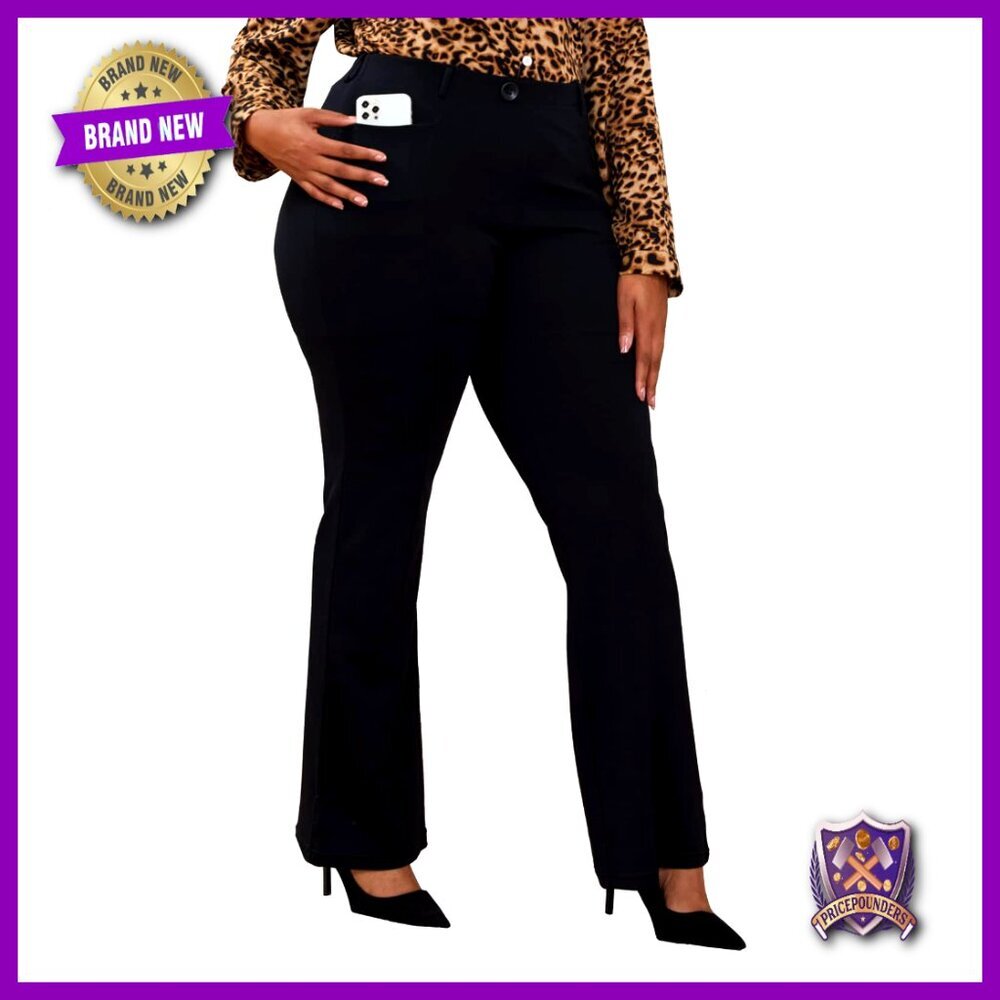Wrinkle-Free Stretch Dress Pants Plus Size Pull-on Office Wear